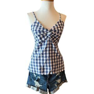 Old Navy Blue Gingham Cami Top & Aéropostale Distressed Denim Shorts Set Sz S